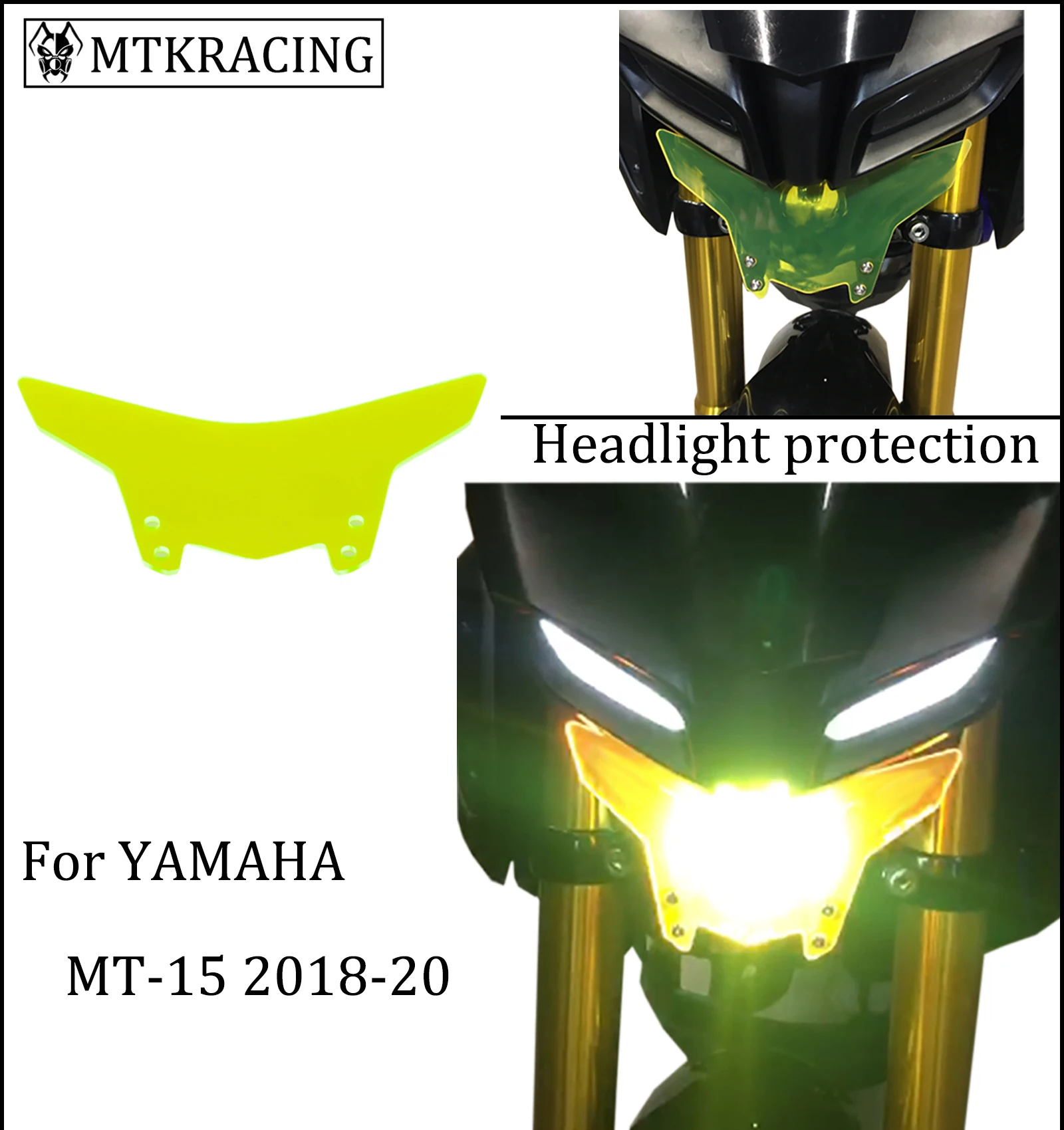 

Mtkracing for YAMAHA MT-15 MT15Acrylic Headlight Protector Guard Lense Cover Motorcycle Accessories 2019-2020