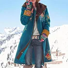 Модное зимнее осеннее теплое женское однобортное шерстяное пальто средней длины с отложным воротником и длинным рукавом с цветочным принтом # G3