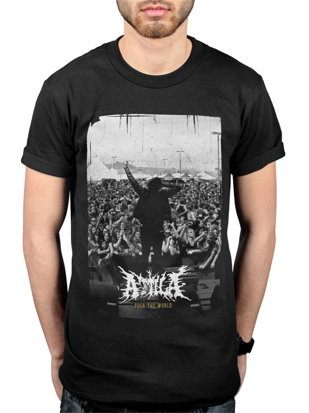 Футболка в стиле унисекс с принтом толпы Attila футболка надписью merch chaos guilty pleasure