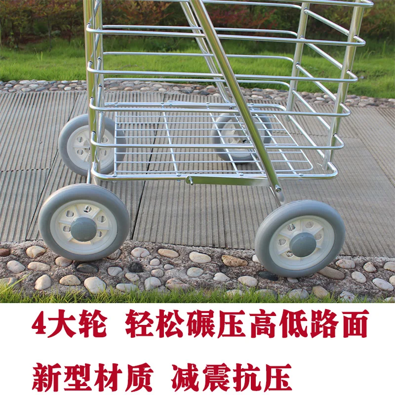 

Large Shopping Cart Small Folding Portable Old Aluminum Alloy Basket Trolley Trailer