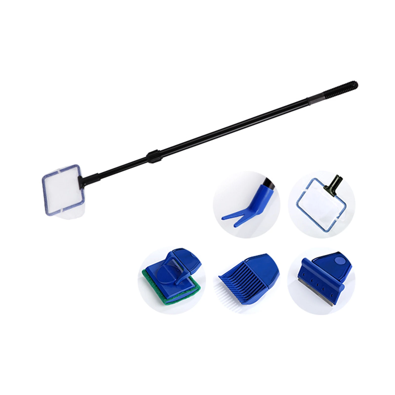

6 in 1 Aquarium Cleaning Tools Aquarium Tank Clean Set Fish Net Gravel Rake Algae Scraper Fork Sponge Brush Glass Cleaner Tools