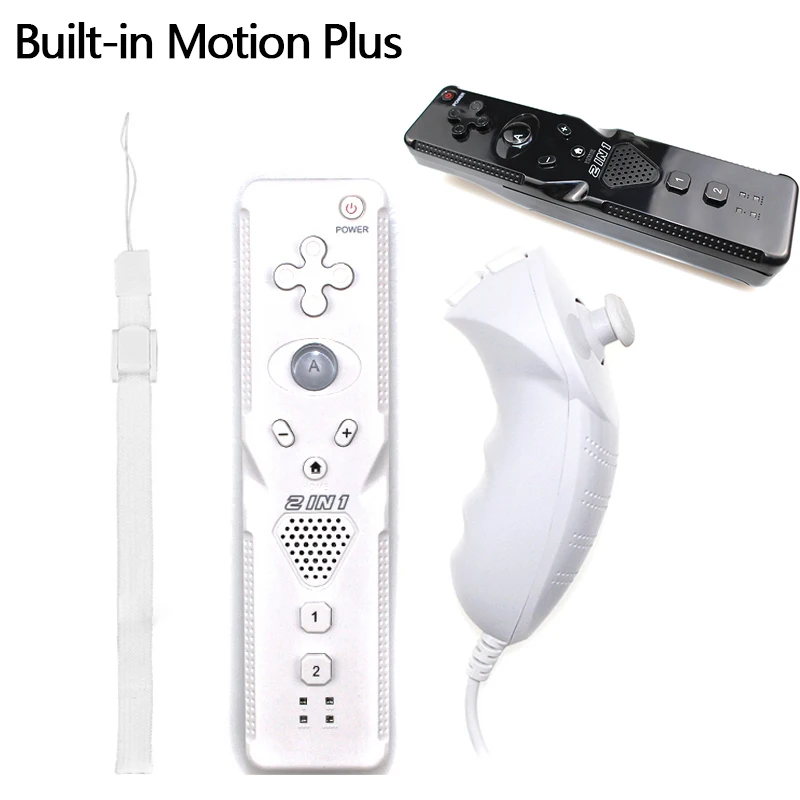 

Беспроводной пульт дистанционного управления 2 в 1 для Nunchuk Nintendo Wii, встроенный геймпад Motion Plus с ручным ремешком и датчиком движения, Новинка