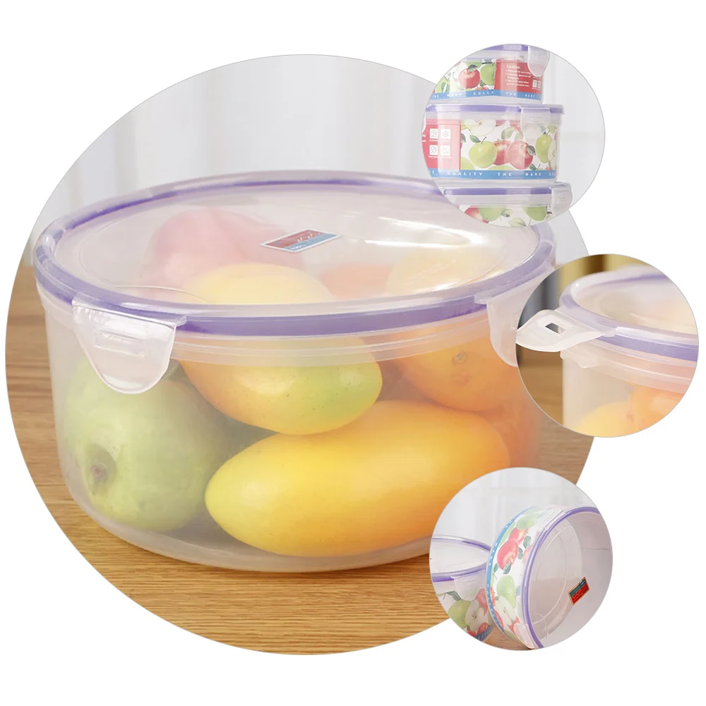 

5pcs/ Set Kitchen Fresh Box Preservation Box Round Crisper Case