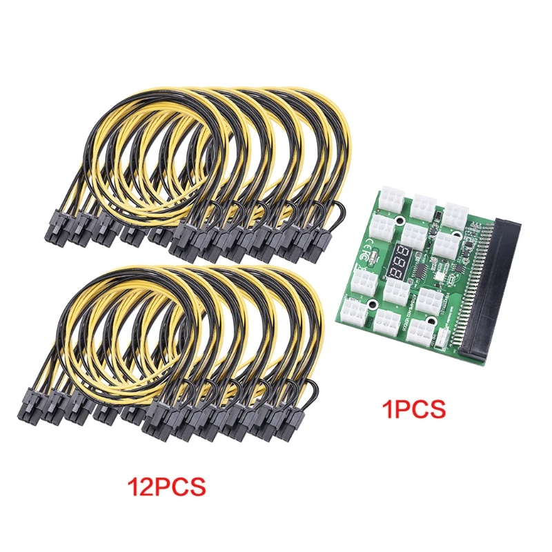 

Conversion +12pcs 6Pin to 8Pin 18AWG Power Cable Power Module Breakout Board for HP 750W 1200W PSU Server Power for BTC