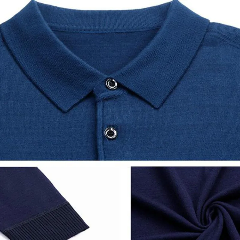 

2020 Spring New Long-sleeved T Shirt Middle-aged and Elderly Dad Wear Lapel T-shirt Men's Sweater Color-matching Striped