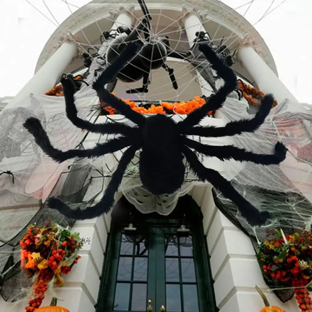 

Horror Giant Black Plush Spider Halloween Party Decoration Props Kids Children Toys Haunted House Decor