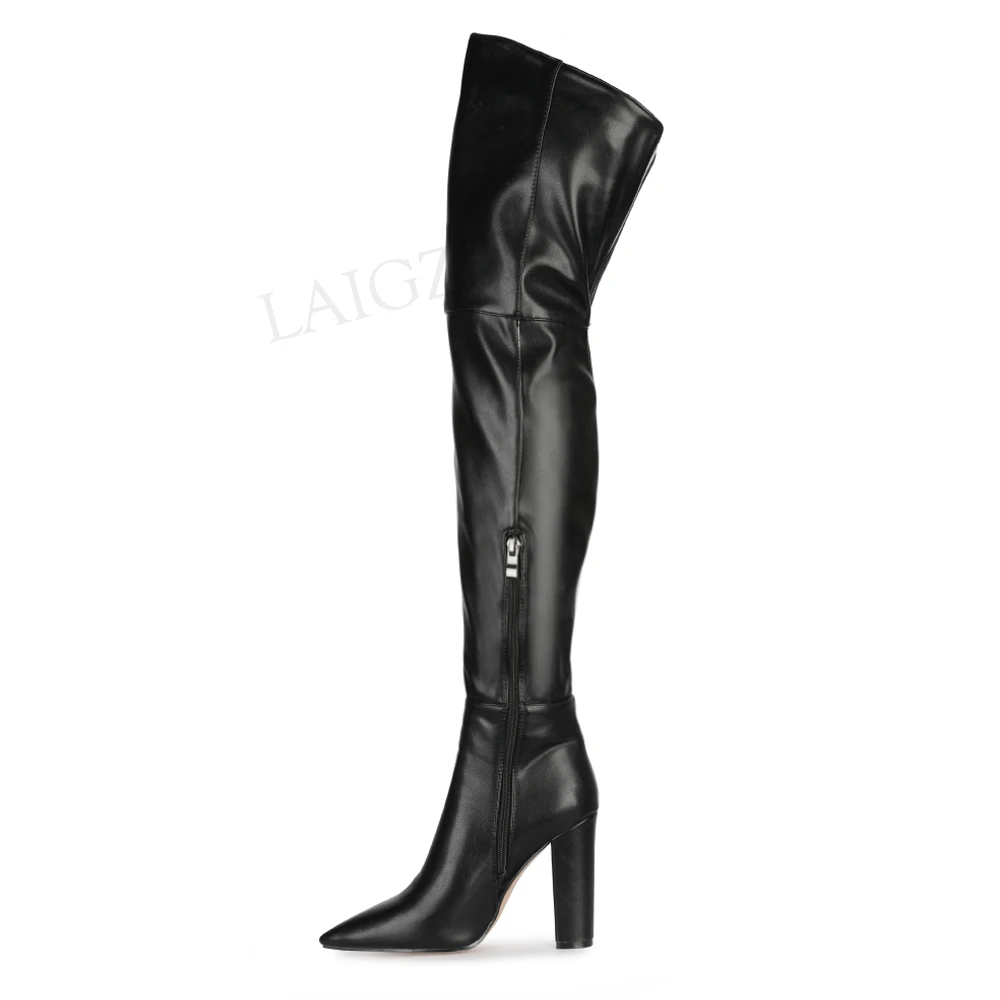 Женские ботфорты из искусственной кожи на высоком каблуке большие размеры 43 44