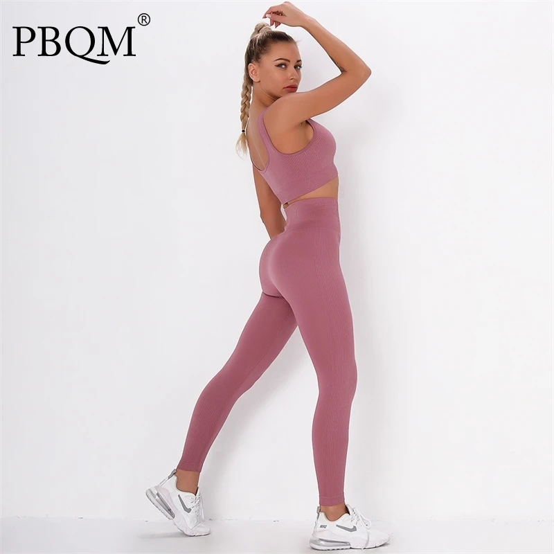

Женский спортивный костюм PBQM для фитнеса, спортивная одежда, одежда для спортзала, одежда для тренировок, Женский комплект из 2 предметов с б...