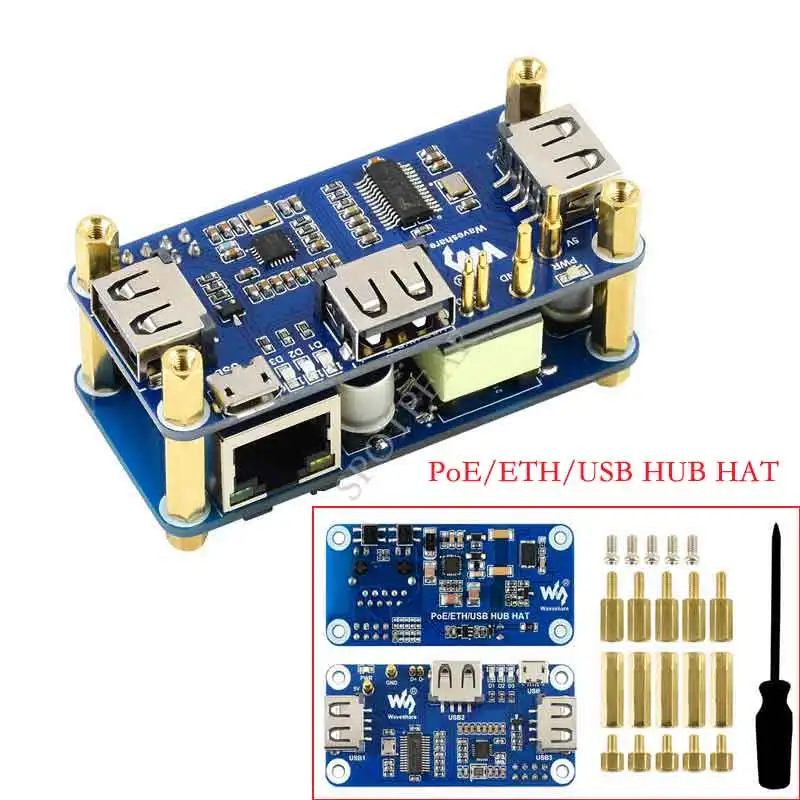 Raspberry Pi Zero Ethernet PoE/usb-хаб шляпа 1x RJ45 3x USB