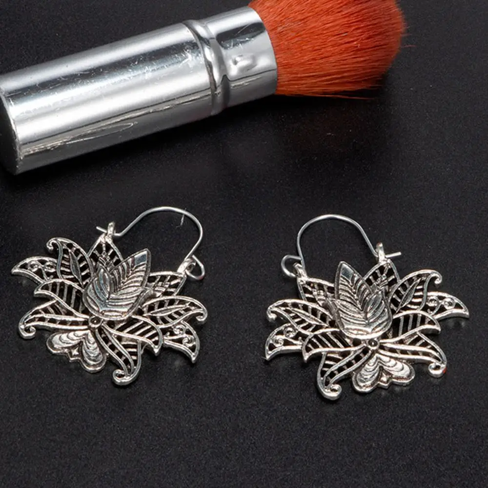 Серьги для женщин винтажные богемные ажурные Цветок лотоса Корзины