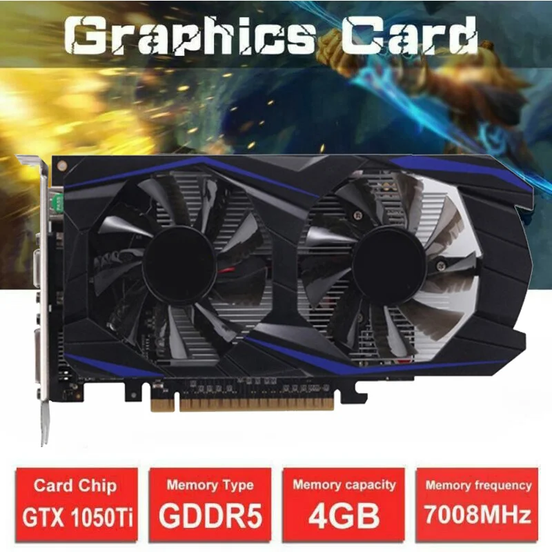 

видеокарта GTX1050Ti 4G GDDR5 Graphics Card Practical Computer Accessories for Desktop PC Game Game accessories helper