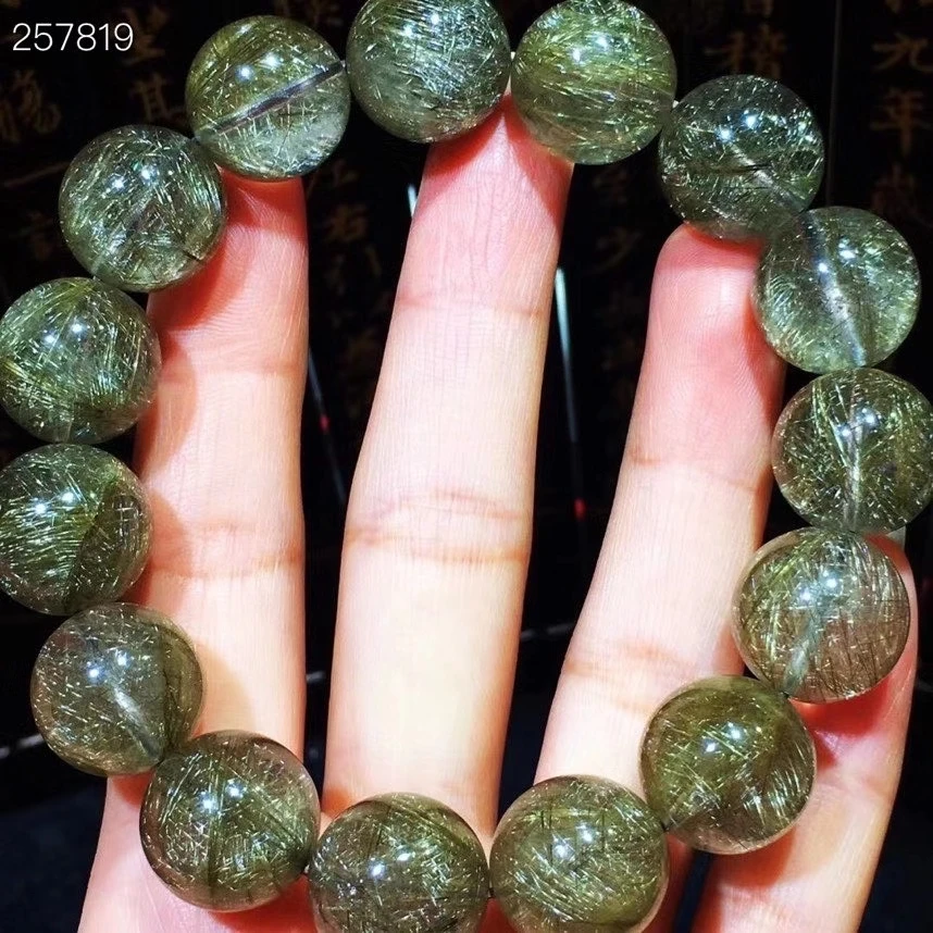 

Natural Silver Rutilated Quartz Bracelet Crystal Round Beads 15mm Woman Man Rare Gemstone Gift AAAAA