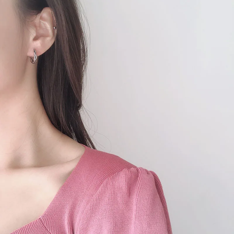 

925 Sterling silver women's stud earrings c-shaped semicircle earrings retro vine earring gothic style gift girl's jewelry