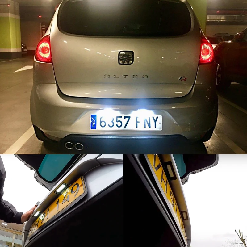 Фото Для Seat Leon Altea Exeo Ibiza Toledo SKODA Superb B6 3T без ошибок ультра яркая светодиодная лампа освещения номерного знака №5