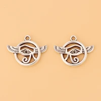 50pcslot tibetan silver egyptian eye of horus charms pendants 2 sided beads for necklace bracelet jewelry making accessories