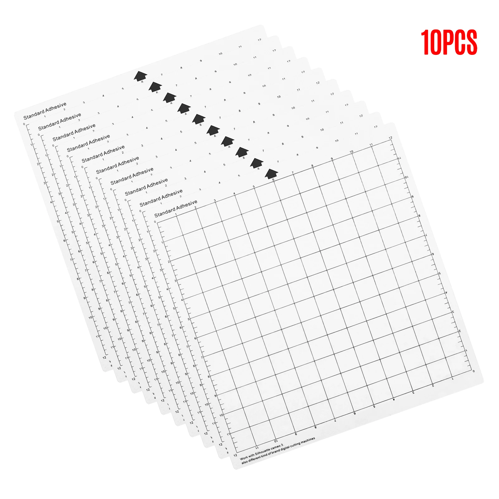 10PCS Replacement Cutting Mat Transparent Adhesive Cricut Mat with Measuring Grid 12-Inch for Silhouette Explore Plotter Machine