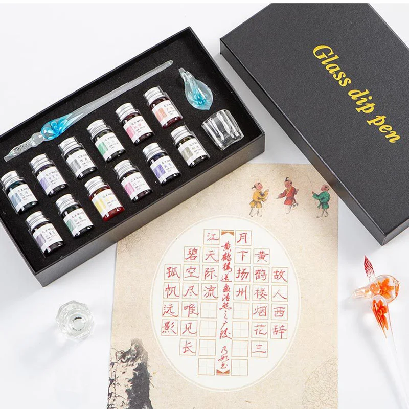 

Crystal pen set for writing and painting, 7ml color ink 3D pen set, writing and painting gift box, art and painting supplies, 3