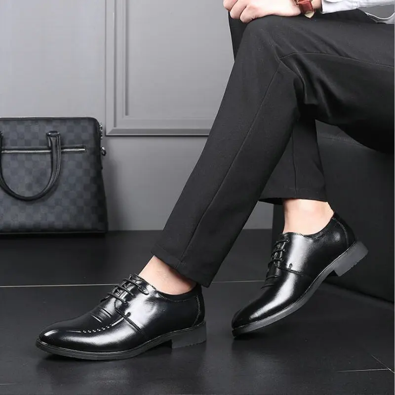 2019 Autumn new Men Pointed Dress Shoes Lace up Business shoes oxford formal C22-12 | Обувь