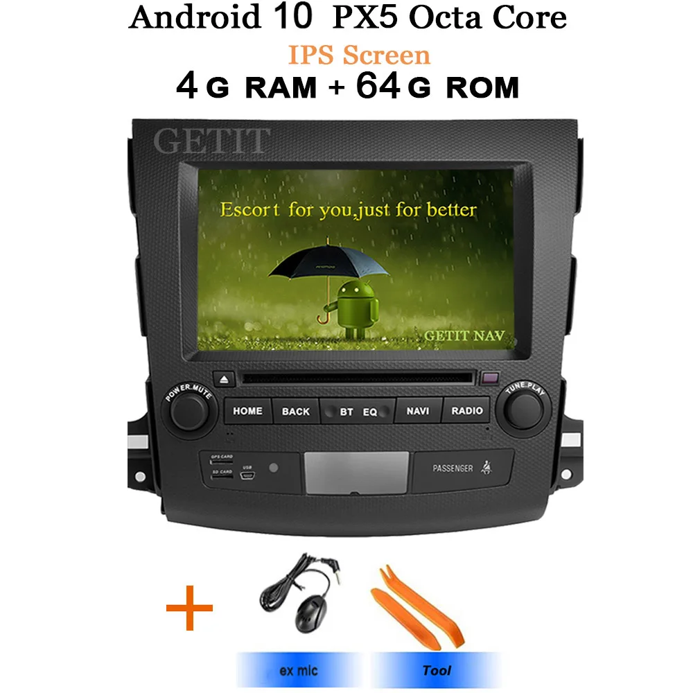 DSP чип ips Android 10 в тире автомобильный стерео dvd-плеер gps для Mitsubishi Outlander 2007-2012 peugeot 4007/Citroen C-Cross радио - Цвет: IPS-PX5 4G 64G