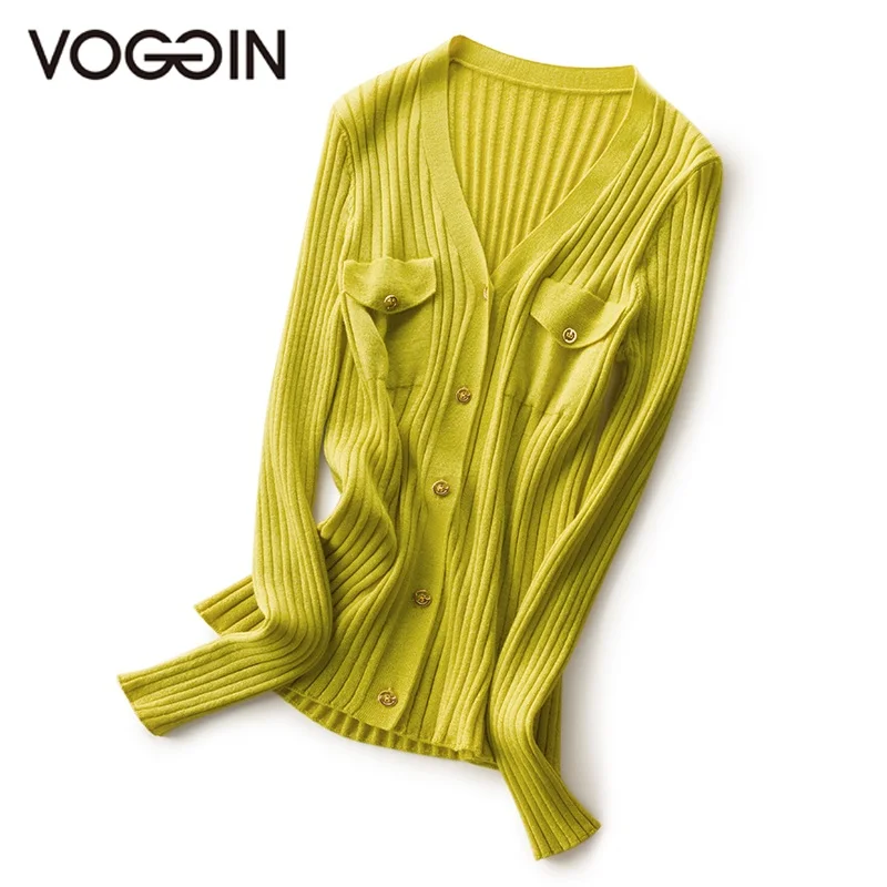 Свитер VOGGIN кардиган Женский filigreework 100% чистые новые шерстяные топы V образный