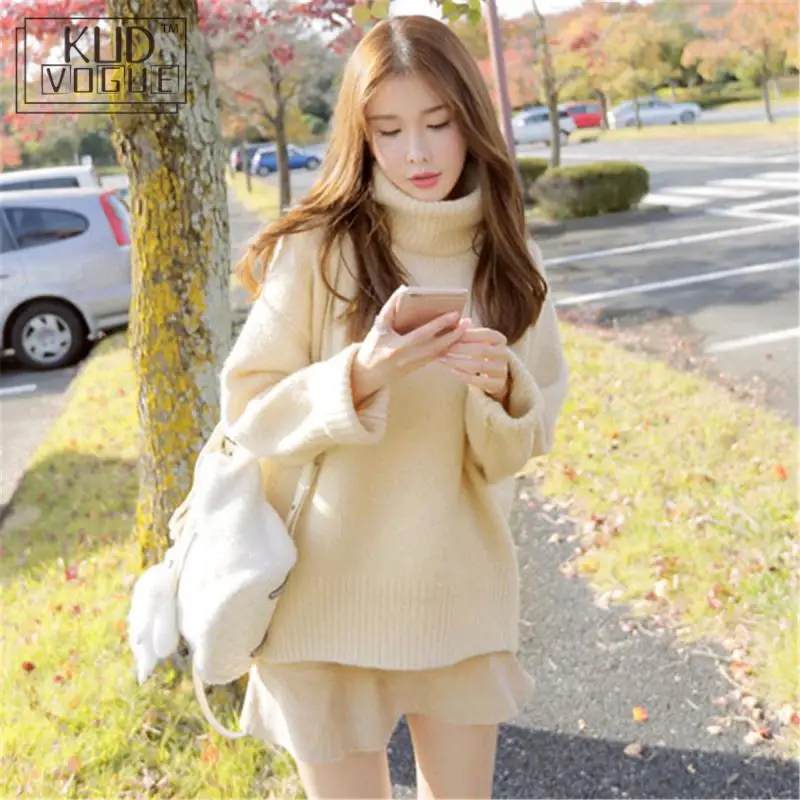 Warm Jumper Yellow Sweater Turtleneck Full Sleeve Regular Knitting Pullover Solid Standard Winter Women Fashion 2018 Casual | Женская
