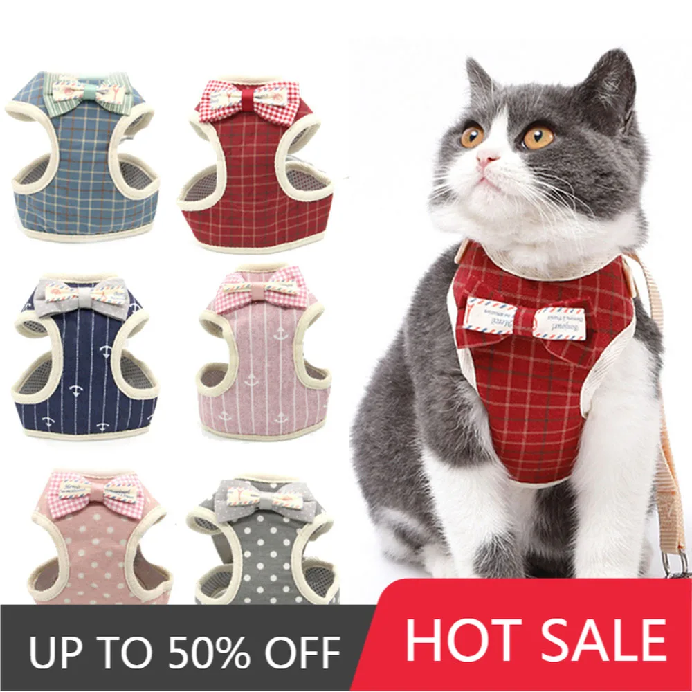 

Cute Dog Cat Harness and Leash Set Nylon Mesh Pet Puppy Harness Lead Cat Collar Clothes Vest for Small Cats Kitten Pet Supplies