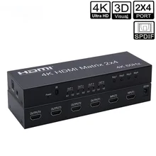 4k HDMI Matrix 2X4 Splitter 4K 60Hz 2 In 4 Out HDMI Splitter Switcher Audio Extractor AUX SPDIF Scale Down For PS3/4 TV DVD