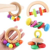 wood baby toys rattles baby bed hand bell rattle toy grasp handbell musical educational instrument toddlers rattles newborn gift