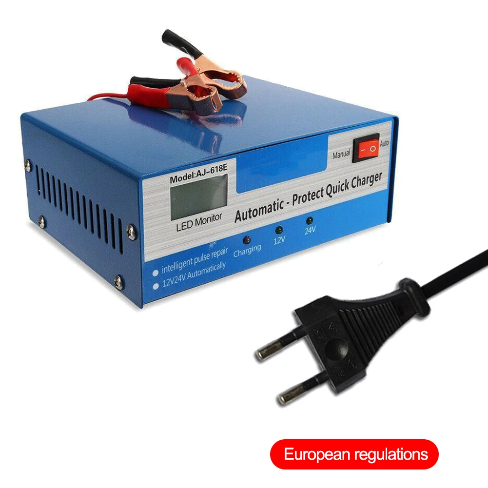 

1Pcs 12V/24V Automatic Quick Battery Charger Intelligent Pulse Repair Auto Car Truck Storage EU/US Plug High Quality