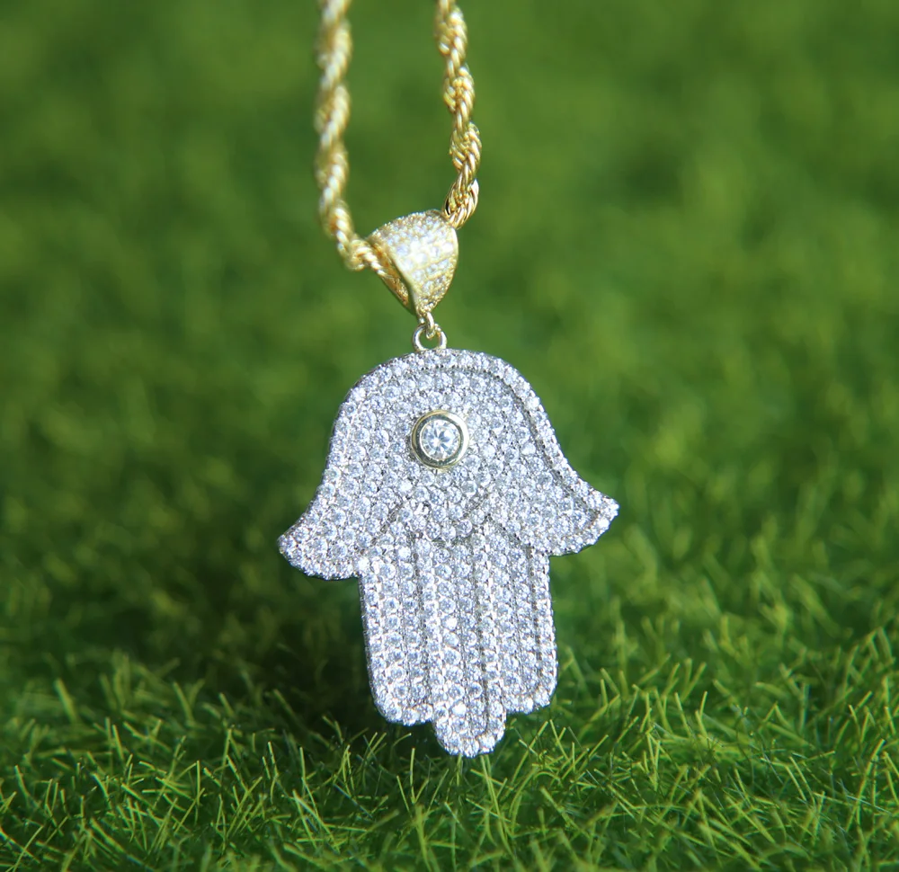 Ювелирные изделия в стиле хип хоп Очаровательное ожерелье с кулоном рукой Хамса