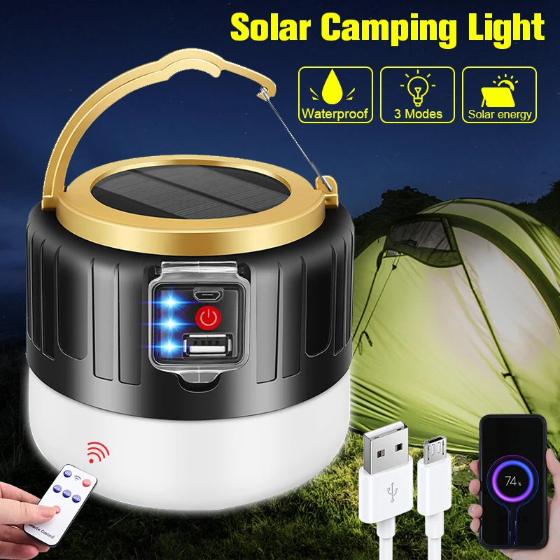 

280W Solar LED Camping Light USB Rechargeable Bulb For Outdoor Tent Lamp Portable Lanterns Emergency Lights BBQ Hiking