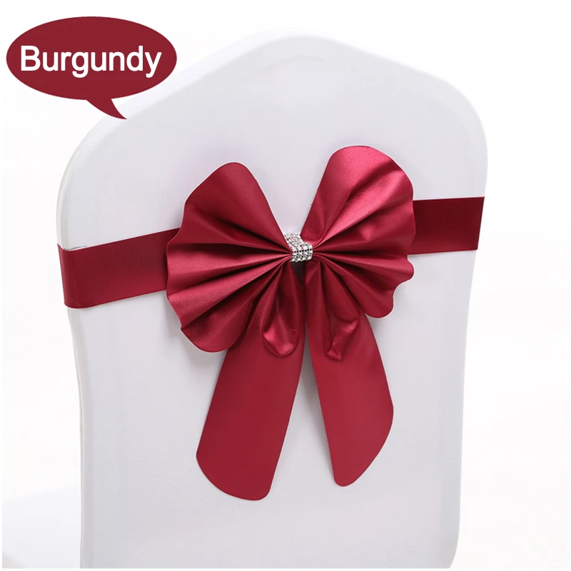 50 шт./лот бордовый Поликарбонат украшение для стула с эластичным креплением