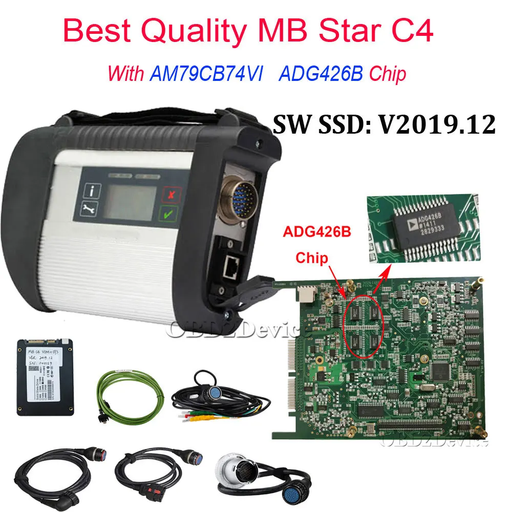 Best Quality C4 SSD Лучшее качество, полный чип MB Star C4 SD подключения, звездная Диагностика C4 с новейшим программным обеспечением V2019.12, Vediamo DTS, Активация - Цвет: Best Quality C4 SSD