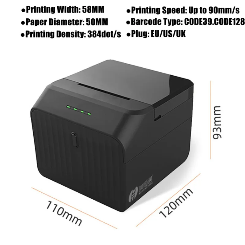 Поддержка Loyverse 58 мм Bluetooth USB чековый Термопринтер для Android iOS оконная Pos-система
