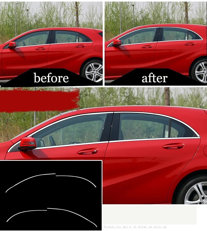 

Отделка из нержавеющей стали для крышки подоконника mercedes benz a180 a200 a250 a160 a220 w176 2013-2016 2017 2018 автостайлинг