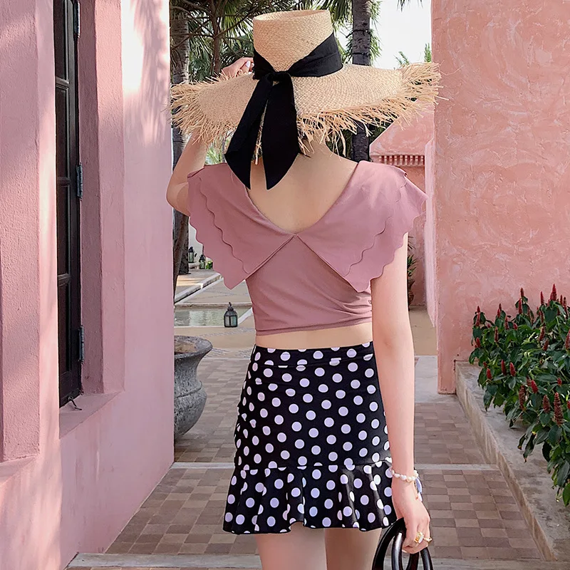 

New Bathing Suit Womens Fashion Design Butterfly Split Type Boxer Skirt Three-Piece Set Korean-Style Swimwear /30