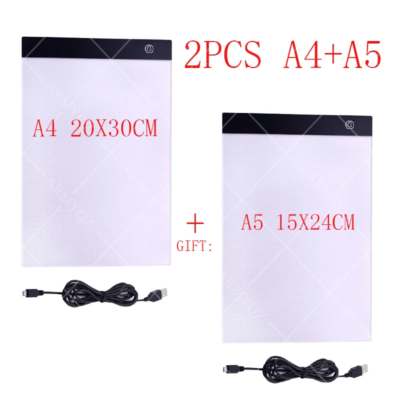 

2Pcs LED Graphic Tablet Writing Painting Light Box Tracing Board Copy Pads Digital Drawing Tablet Artcraft A4 A5 Copy Table ligh