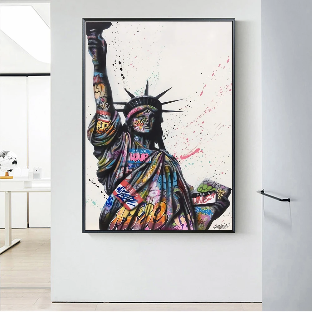 

Statue of Liberty Graffiti art Paintings on the Wall Art Posters and Prints Street Art of Statue of Liberty Pictures Home Decor