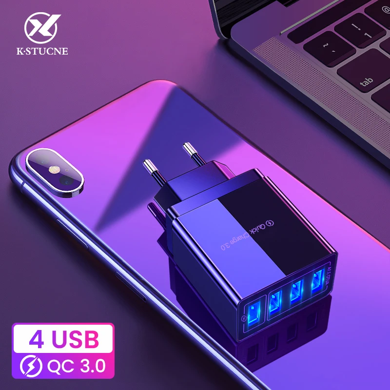 48 Вт Quick Charge 4 0 3 порта USB зарядное устройство EU US быстрое для iPhone 11 Pro Samsung S10 Xiaomi Huawei