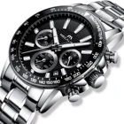 MEGALITH Роскошные Брендовые Часы для мужчин с хронографом водонепроницаемые мужские часы с календарем для свиданий деловые мужские кварцевые часы Relogio Masculino