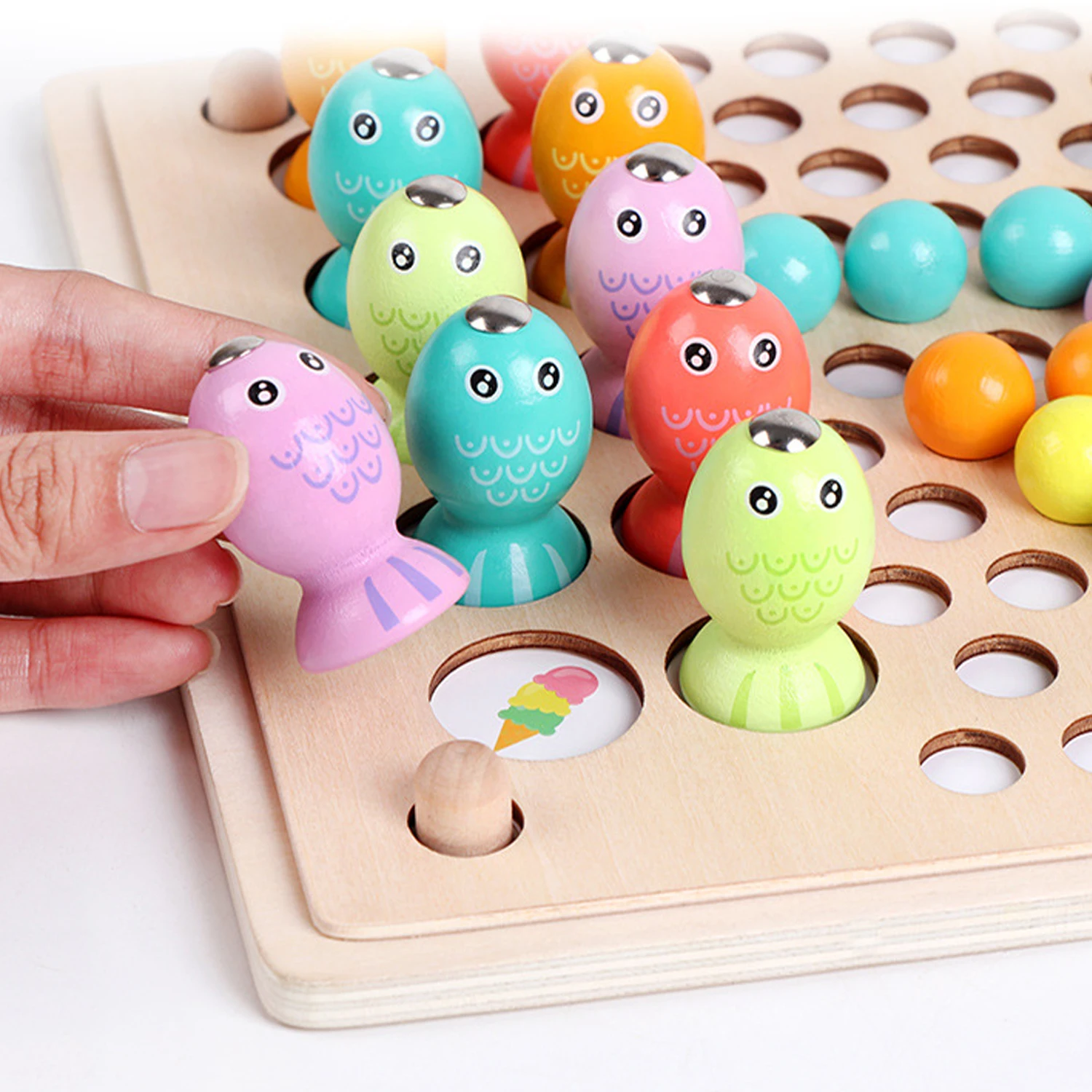 Детский деревянный зажим Монтессори шарики для тренировки мозга магнитная