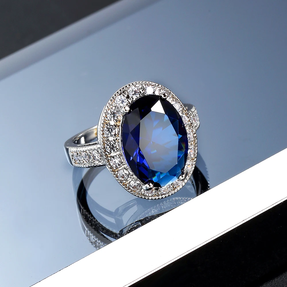 Новая модель модное ювелирное изделие синий/красный циркон эллиптический Форма