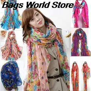 

Women Soft Silk Blend Floral Print Scarf WrapWomen Fashion Pastoral Style Scarves Women Pretty Elegant Accessories Scarves