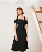 womens elegant ink black pearl dress