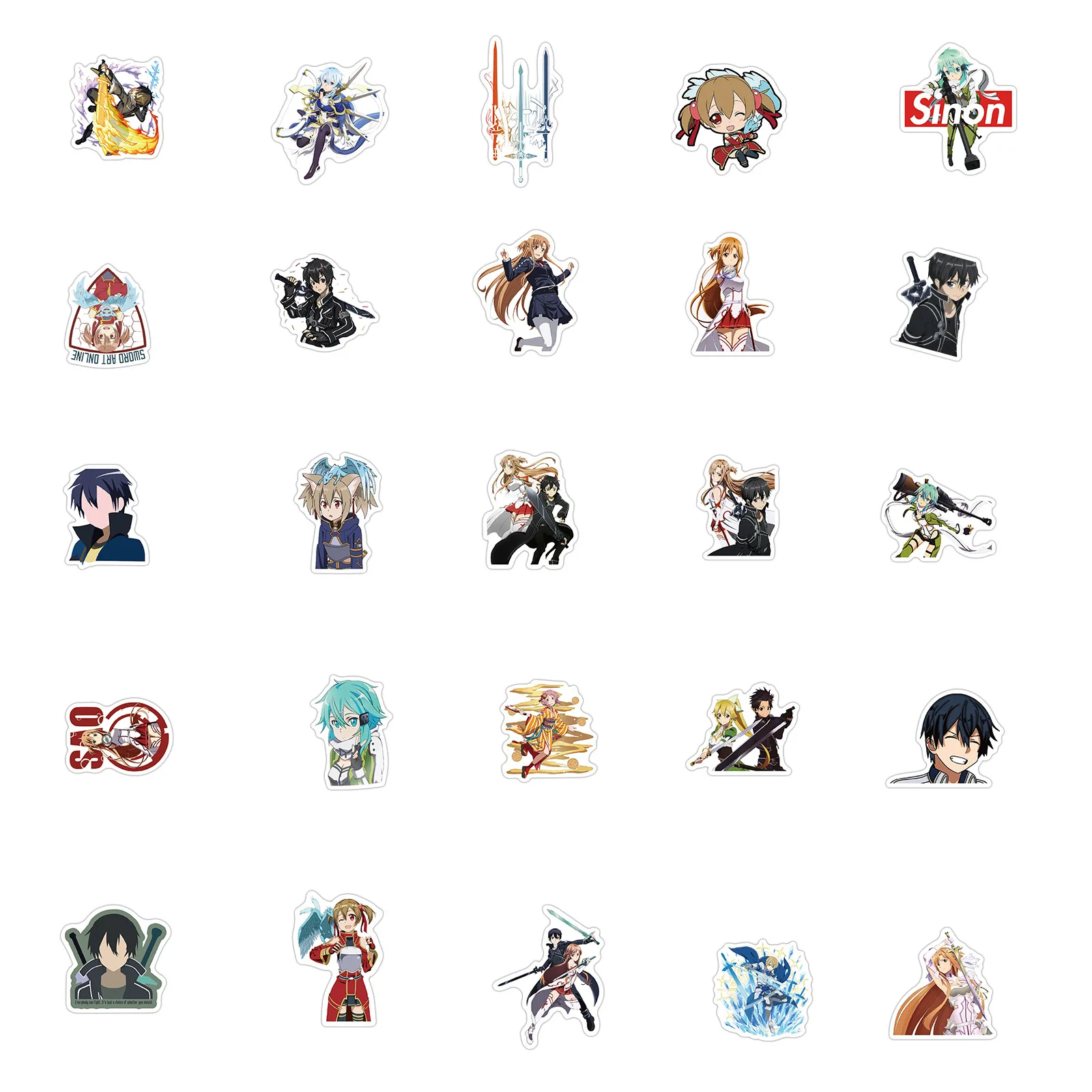 Sword Art-pegatinas de Anime para maleta, Laptop, equipaje, monopat&iacute;n, guitarra, dibujos animados, regalo para ni&ntilde;os, calcoman&iacute;as de juguete, 10/100 Uds.-5