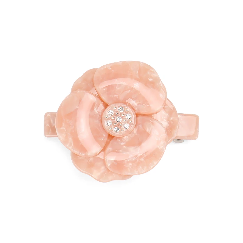 Красивая маленькая заколка для волос Камелия Фотолюминесцентная белая стразы