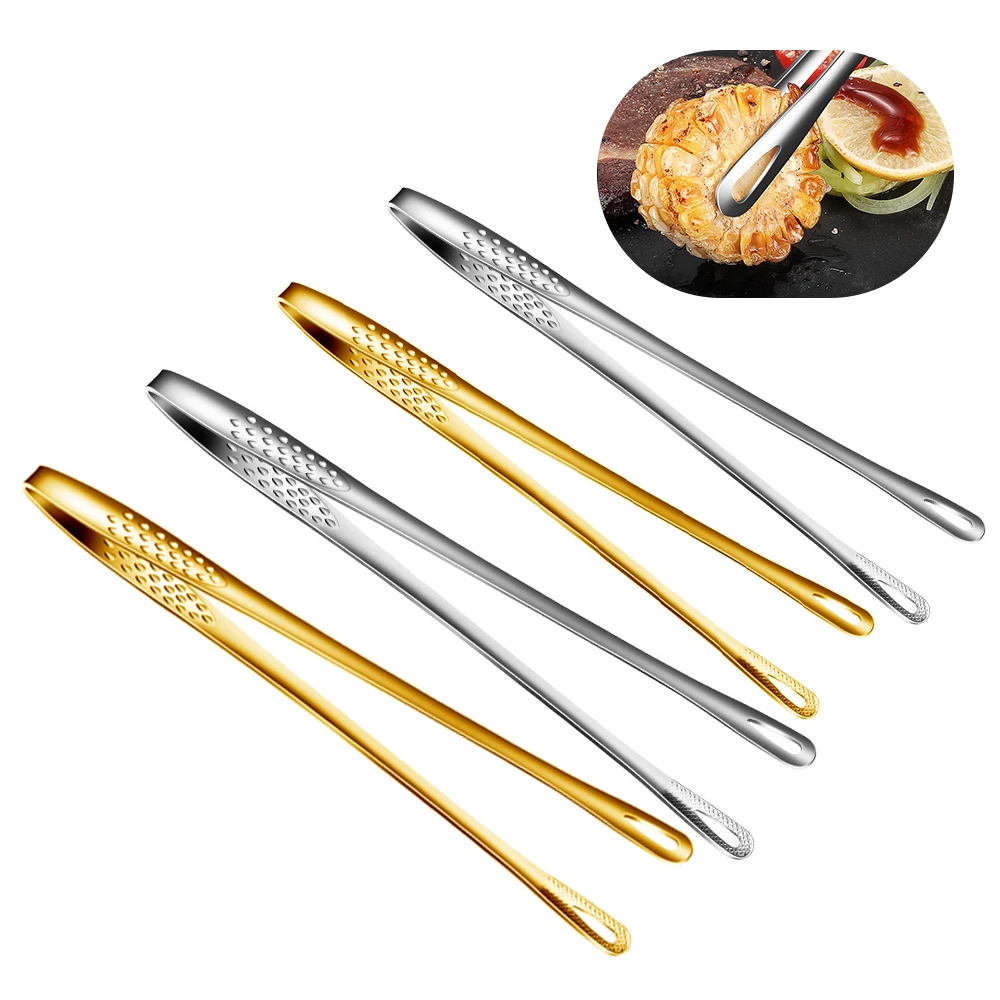 

1Pc Stainless Steel Long Handle Non-Slip Barbecue Tongs Food Tongs Steak Tongs Kitchen Service Tongs Cooking Tool Accessories
