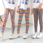 Леггинсы для девочек, брюки с цветочным принтом, облегающие, для детей 2-13 лет
