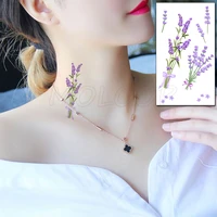 lavender plant bowknot temporary tattoo sticker fake tattoos for kids women men body makeup waterproof stickers
