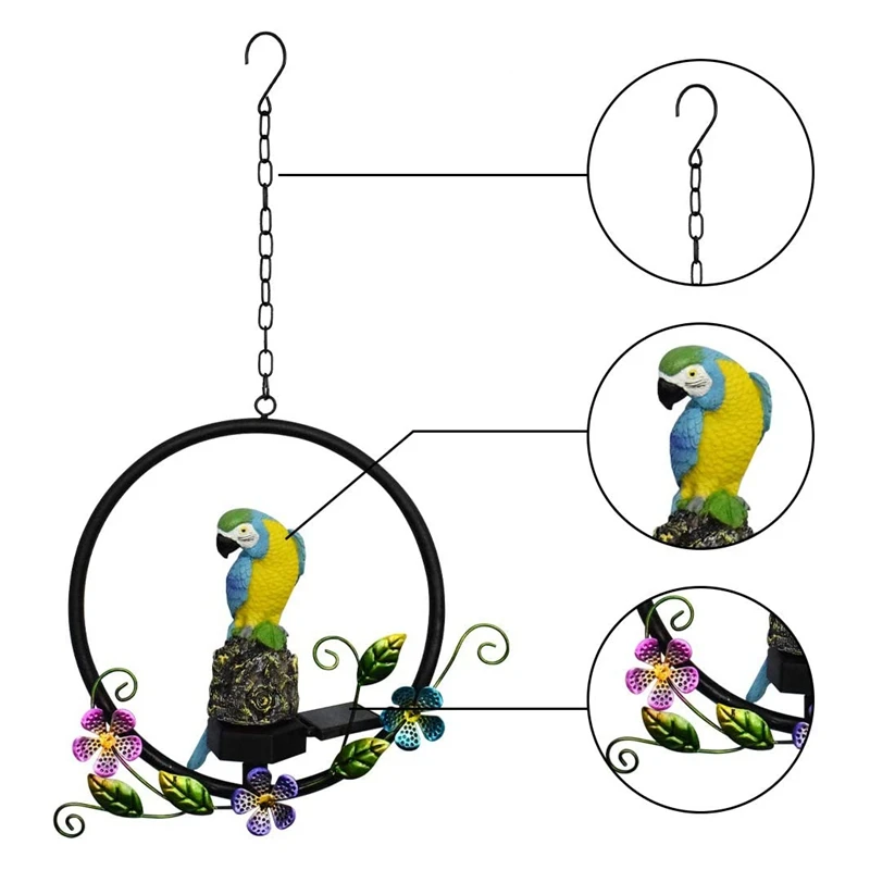 

Garden Solar Lights Outdoor Hanging Parrots LED Garden Light for Lawn,Patio Yard Art Decoration,Resin Statue,Waterproof
